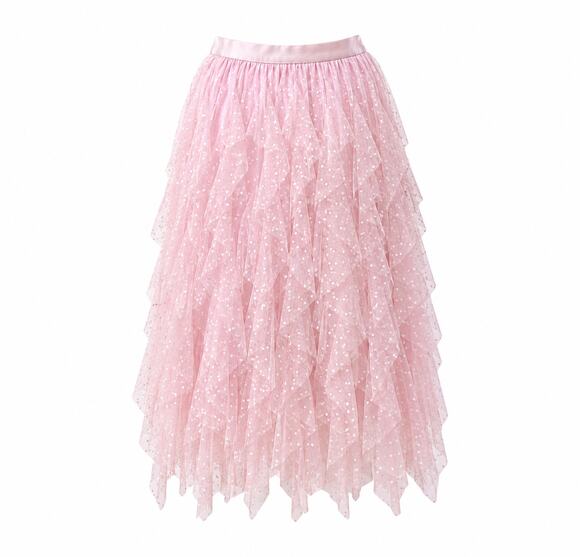 SOHO Apparel Ltd Dresses & Skirts - Fairy Coquette Tiered Tulle Maxi Skirt Ruffle Layers Dusty Rose Romantic XL